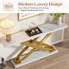 Gulches Modern 55" Console Sofa Entryway Table, White Faux Marble Top, Gold X-Shaped Metal Frame - 3 of 4