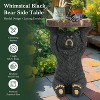 Okak Black Bear Outdoor Side Table with Hand Painted Sculpture, Patio End Table with MGO Frame, Outdoor Coffee Table for Yard, Black+Brown - 3 of 4