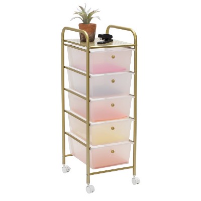 Honey-Can-Do 5 Drawer Rolling Cart Gold