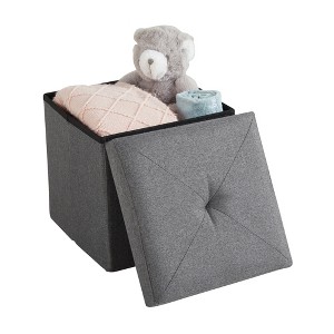 VECELO 46"/30"/15"/11.8" Folding Storage Ottoman Bench, Storage Chest, Linen Fabric Foot Rest Stool, Storage Footstools, Folding Storage Ottoman - 1 of 4