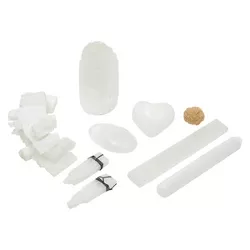 Okuna Outpost 20 Pack Selenite Crystal Set, Crystal Healing Kit with Palm Stone, Heart & Stick