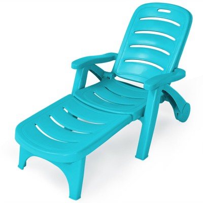 Tangkula Outdoor Chaise Lounge Chair 5-Position Folding Recliner for Beach Poolside Backyard