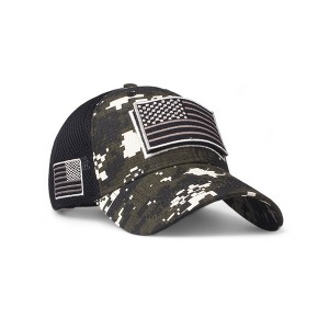 Alilang Distressed Cotton Baseball Cap with Embroidered American Flag Patch - 1 of 4