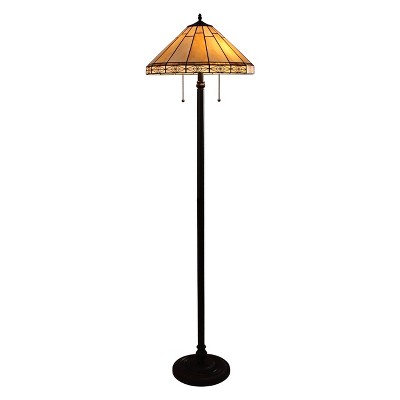 Chloe Lighting CH31315MI18-FL2 Belle Mission Tiffany-Style Blackish Bronze 2 Light Floor Lamp 18" Wide