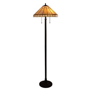 Chloe Lighting Belle Mission Tiffany-Style Blackish Bronze 2 Light Floor Lamp 18" Wide - 1 of 4
