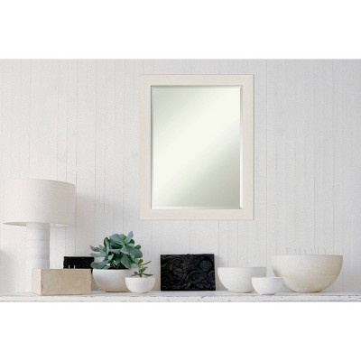 Rustic Plank White Narrow 27.5" x 21.5" Beveled Bathroom Vanity Mirror