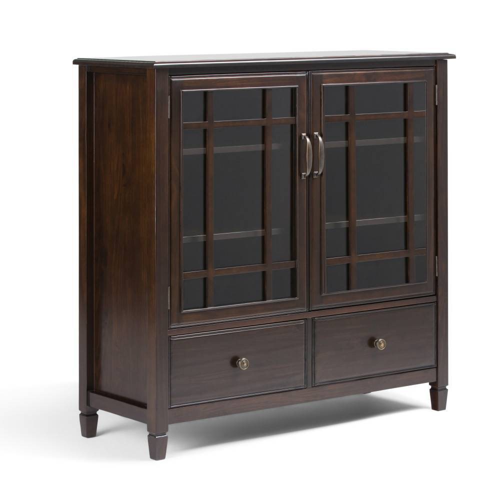 WyndenHall Hampshire Tall Storage Cabinet Dark Chestnut Brown: Traditional Style, 46" Height, 4 Shelves