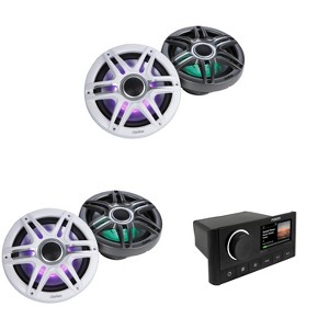 Fusion MS-RA670 Apollo Source Unit w/ ( 2 Pair ) Clarion CMSP-771RGB-SWG Premium 7.7-inch Coaxial Marine Speakers with built-in RGB illumination ( ... - 1 of 4