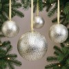 HomeRoots Set of Four Silver And Gold Handcrafted Shatterproof Ball Ornaments - 2 of 4
