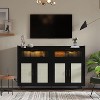 Sideboard Buffet Cabinet With Power Outlet,Kitchen Storage Cabinet With 2 Fluted Acrylic Drawers - 2 of 4