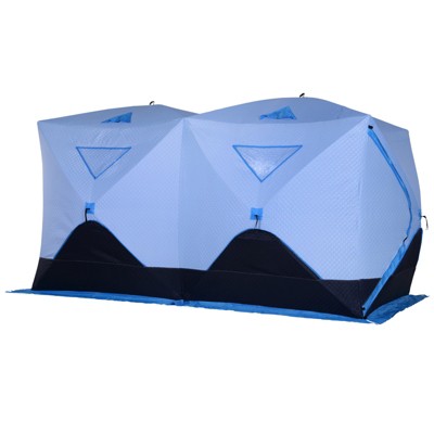 Outsunny Portable 8-Person Pop-up Ice Shelter Insulated Ice Fishing Tent with Ventilation Windows and Carry Bag