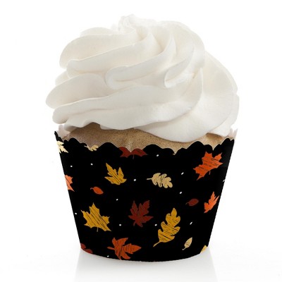 Big Dot of Happiness Fall Leaves - Give Thanks Party Decorations - Fall or Thanksgiving Cupcake Wrappers - Set of 12