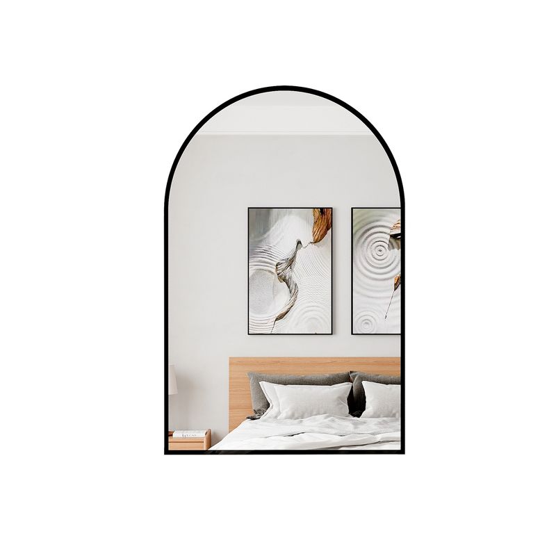 Alani Contemporary 36*24 Arched Wall Mirror,Arch-shaped Wall Mirror With Aluminum Alloy Frame- The Pop Home, 5 of 9