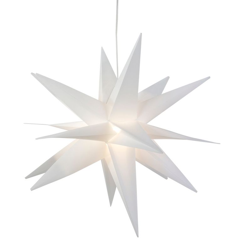 Northlight 22" White LED Lighted Foldable Moravian Star Hanging Christmas Decoration, 1 of 4