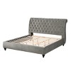 Roundhill Furniture Cerderia Velvet Upholstered Button Tufted Nailhead Trim Sleigh Bed, Gray - 3 of 4