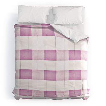 Farmhouse Shabby Gingham Checkered Plaid Monika Strigel Comforter Set Purple/White - Deny Designs