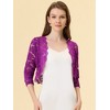 INSPIRE CHIC Women's Elegant 3/4 Sleeve Sheer Floral Lace Open Front Crop Shrug - 2 of 4