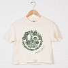 S.W.Smiley Green Floral Butterflies - Women's Boxy Crop Top Graphic T-Shirt - 3 of 4