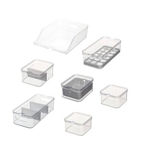 iDESIGN 7pc Recycled Plastic Refrigerator Organizer Bin Set with Lids - 1 of 4