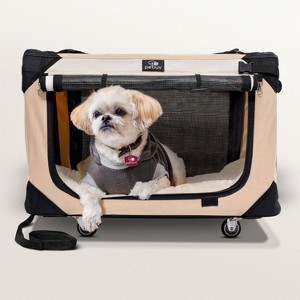 PetLuv Cat & Dog Pull-Along Carrier on Wheels & Rolling Travel Crate, Removable Soft Pillow, Privacy Windows, Locking Zippers, Pocket, Seatbelt Loops - 1 of 4