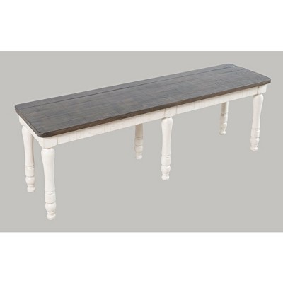Madison County 54" Rustic Reclaimed Pine Dining Bench in Vintage White