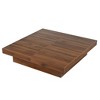 HomeRoots 39" Walnut Wood Square Block Coffee Table With Storage - 4 of 4