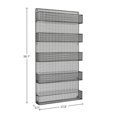 Black Metal 5-Tier Wall-Mount Spice Rack Organizer
