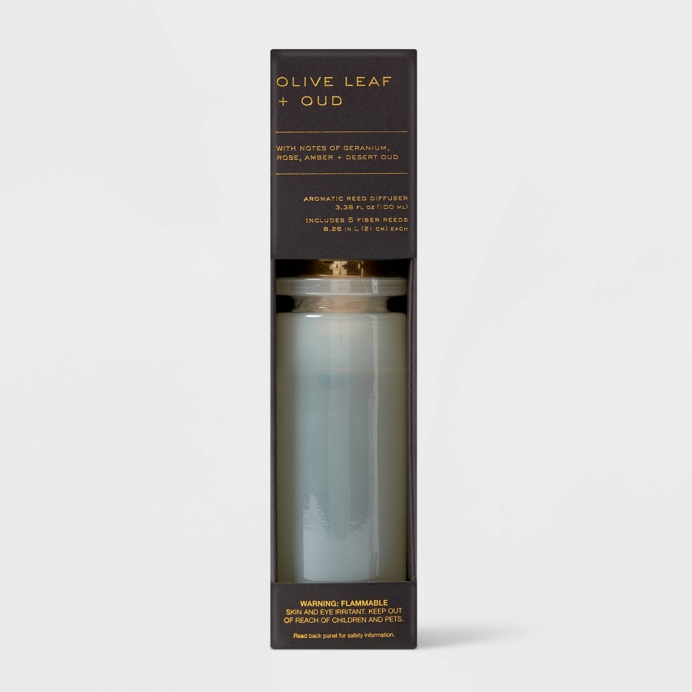 Photos - Air Freshener 100ml Olive Leaf and Oud Black Label Fiber Oil Reed Diffuser - Threshold™