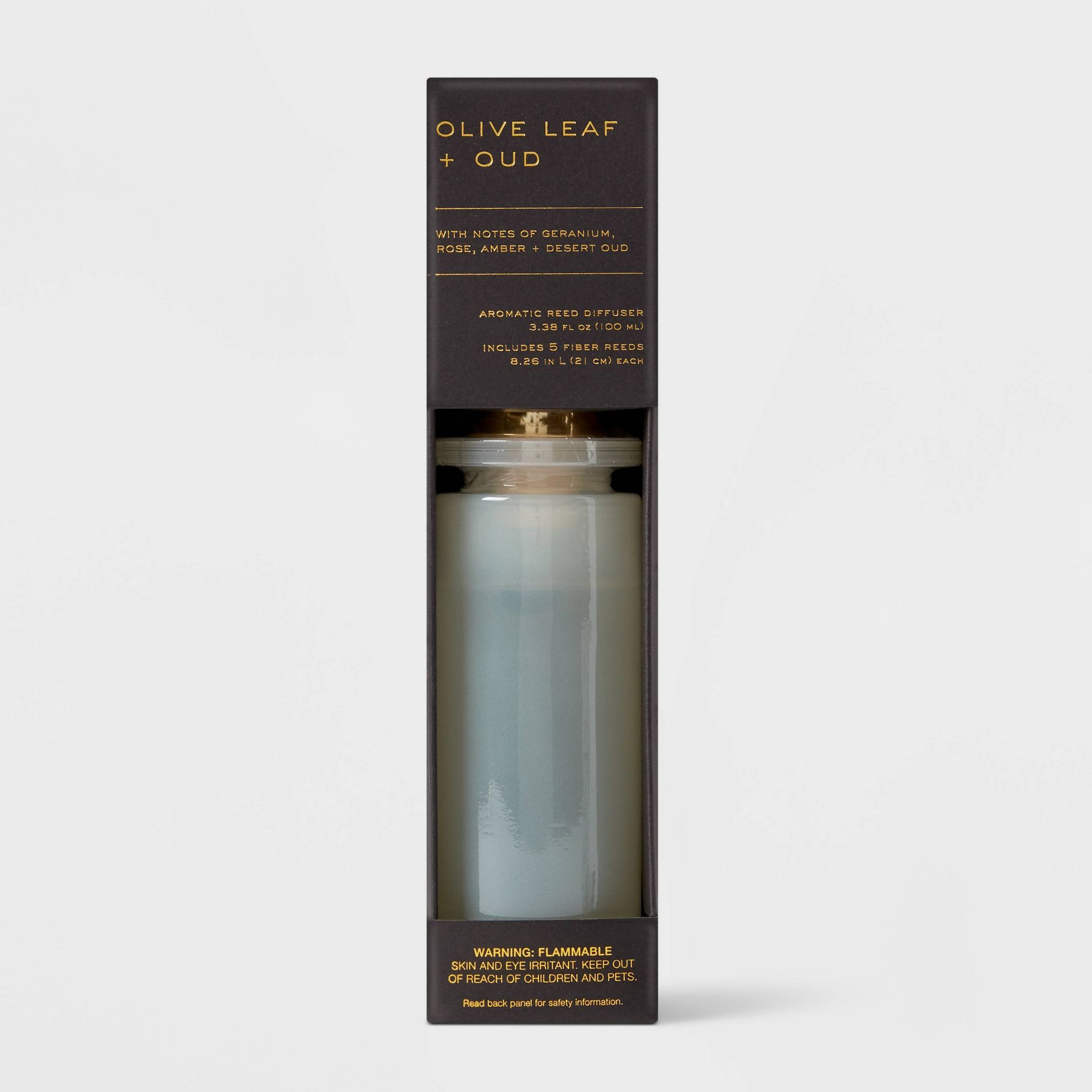 100ml Olive Leaf and Oud Black Label Fiber Oil Reed Diffuser - Threshold™: Bathroom Aroma, Fragrance Sticks
