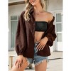 Coolmee Womens Corduroy Button Down Shirts Long Sleeve Oversized Boyfriend Casual Blouses Tops - 2 of 4