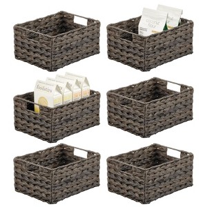 mDesign Woven Farmhouse Pantry Food Storage Bin Basket Box - 1 of 4