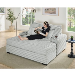 Roundhill Furniture Gaviella Plush Wide Wale Corduroy Oversized Multi-Functional Chaise Lounge - 1 of 4