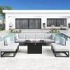 LayinSun 9-Piece Large Outdoor Modular L-Shaped Sectional Set with Propane Fire Pit Table - 2 of 4