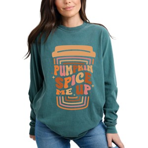 Simply Sage Market Pumpkin Spice Me Up Cup Garment Dyed Long Sleeve - 1 of 4