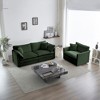 3 Piece Sofa Set with Arm Pillows and Toss Pillows Sofa Set Include 2 Piece of Arm Chair and One 2 Seat Sofa Green Chenille - 3 of 4