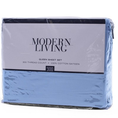 Shadow Blue 300 Thread Count Cotton Full Sheet Set