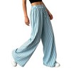 Women's High Waisted Wide Leg Pants, Lightweight Striped Palazzo Trousers with Drawstrin - 2 of 4