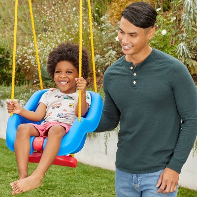 Blue and Red Plastic 2-in-1 Secure Toddler Swing