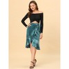 Allegra K Women's Split Ruffle Trim Tie Velvet Knee Length Wrap Asymmetrical Skirt - 2 of 4
