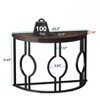 Gulches Industrial Half Moon Console Table, Geometric Base, Wood Accent, Rustic Brown, 43", Entryway/Sofa Table - 4 of 4