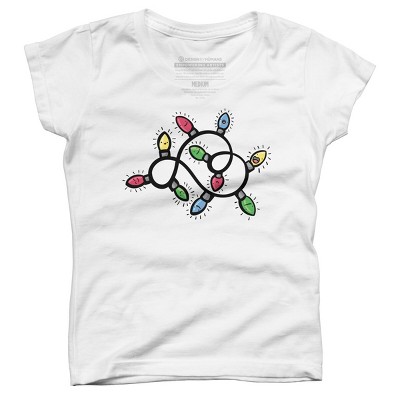 Girl's Design By Humans Christmas Lights By emcgaughey T-Shirt