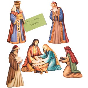 Collections Etc Nativity Scene Wooden Refrigerator Magnets - Set of 5 - 1 of 2