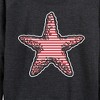 Women's - Instant Message - Nautical Striped Starfish Lightweight French Terry Wide Neck Long Sleeve Graphic Shirt - 2 of 4
