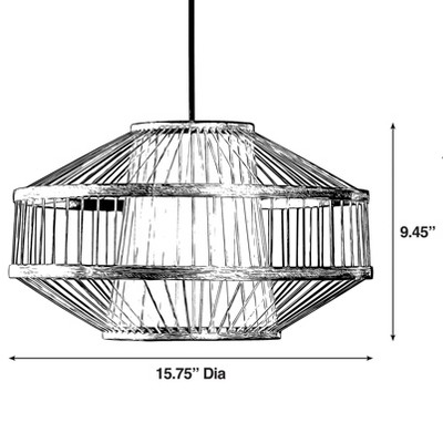 Small Natural Bamboo Lantern Pendant Lamp with Rattan Shade