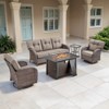 Belord Furniture Patio Set with 43" Propane Fire Pit Table, Patio Furniture Set with Sofa, 2 Swivel Patio Chairs, Accent End Table, and Fire Pit Table - 3 of 4