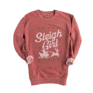 Simply Sage Market Ugly Sweater Sleigh Girl Garment Dyed Sweatshirt - 1 of 4