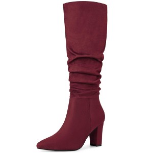Allegra K Women's Halloween Pointed Toe Chunky Heel Knee High Boots - 1 of 4
