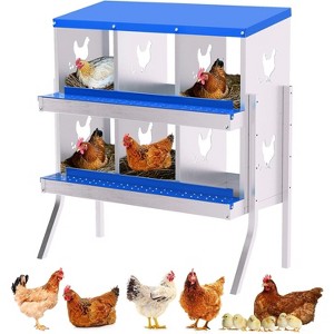 Chicken Nesting Box, 6 Compartment Galvanized Steel Chicken Laying Boxes, Easy Egg Collection for Chicken Coop, Backyard, Farms - 1 of 4