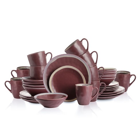 Stone Lain Grao Stoneware 16-Piece Dinnerware Set, Grey