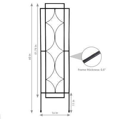60" Black Steel Diamond Design Garden Trellis Set